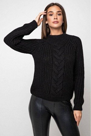 Вязаный свитер «Злата» с люрексом - черный 375011 от Prima Fashion Knit