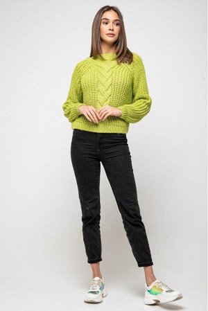 Вязаный свитер «Злата» с люрексом - фисташковый 375012 от Prima Fashion Knit
