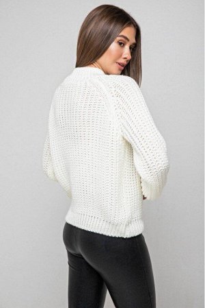 Вязаный свитер «Злата» с люрексом - молочный 375007 от Prima Fashion Knit