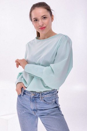Блузка с высокими манжетами мятного цвета 19911 от KOTIKI