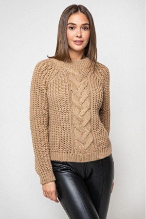 Вязаный свитер «Злата» с люрексом - кэмел 375001 от Prima Fashion Knit