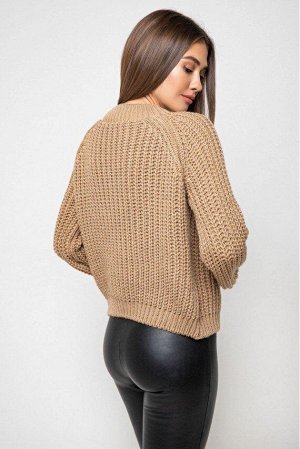 Вязаный свитер «Злата» с люрексом - кэмел 375001 от Prima Fashion Knit
