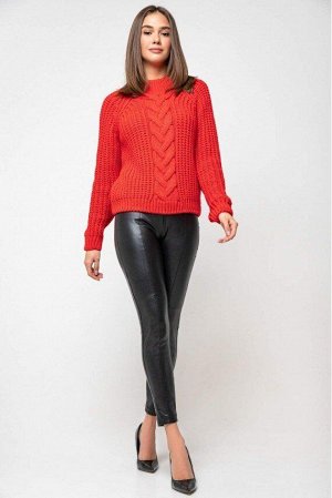 Вязаный свитер «Злата» с люрексом - красный 375002 от Prima Fashion Knit