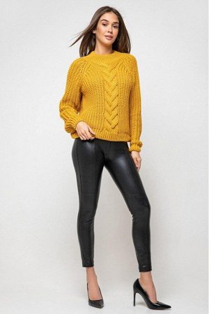 Вязаный свитер «Злата» с люрексом - горчица 375008 от Prima Fashion Knit