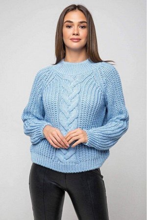 Вязаный свитер «Злата» с люрексом - голубой 375004 от Prima Fashion Knit