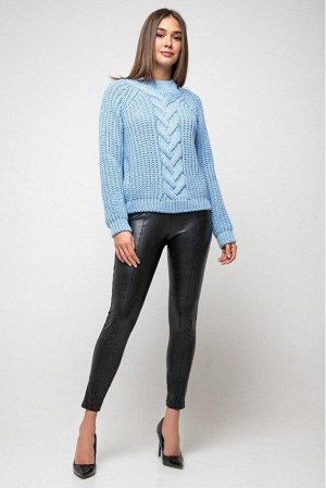 Вязаный свитер «Злата» с люрексом - голубой 375004 от Prima Fashion Knit