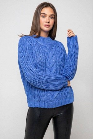 Вязаный свитер «Злата» с люрексом - васильковый 375005 от Prima Fashion Knit