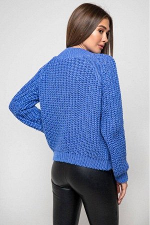 Вязаный свитер «Злата» с люрексом - васильковый 375005 от Prima Fashion Knit