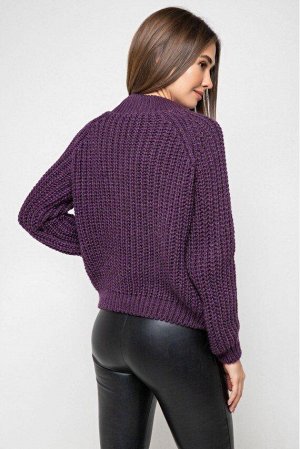 Вязаный свитер «Злата» с люрексом - баклажан 375010 от Prima Fashion Knit