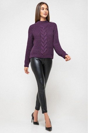 Вязаный свитер «Злата» с люрексом - баклажан 375010 от Prima Fashion Knit