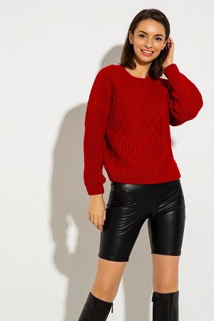 Красный свитер крупной вязки в узор "ромб" Кларк 8694 от It Elle