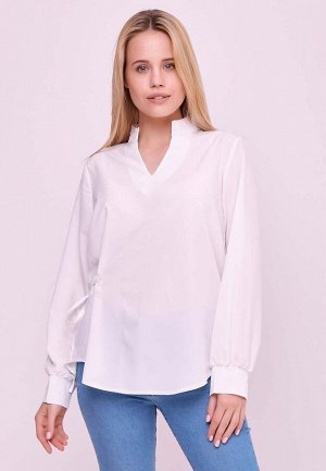 Женская блузка с регулируемой кулиской на боку белая za2051-2 от Zarema