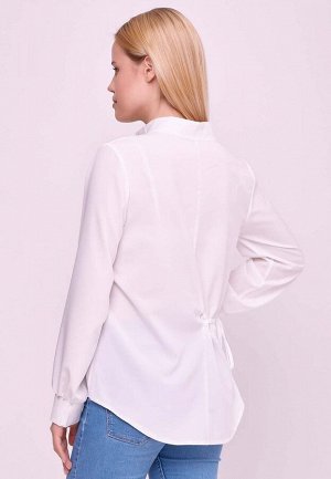 Женская блузка с регулируемой кулиской на боку белая za2051-2 от Zarema