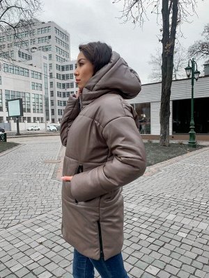 Зимняя женская куртка из эко кожи с капюшоном 8 от K&amp;ML