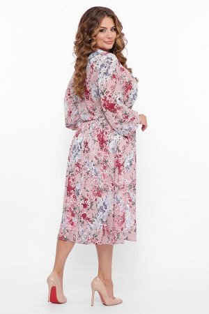 Платье с длинными рукавами под манжеты КАЙЛИ розовое от Tatiana