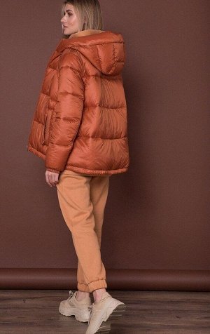 Теплая стеганная куртка-трапеция MR 202 2597 0820 Pumpkin от MR520