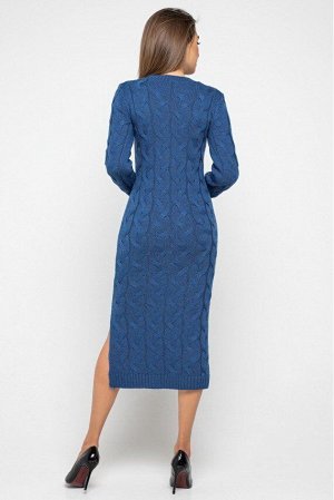 Вязаное платье"Эвелина"- джинс 5537005 от Prima Fashion Knit