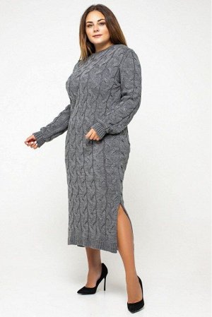 Вязаное платье "Эвелина" - темно-серый - Size+ 5551003 от Prima Fashion Knit