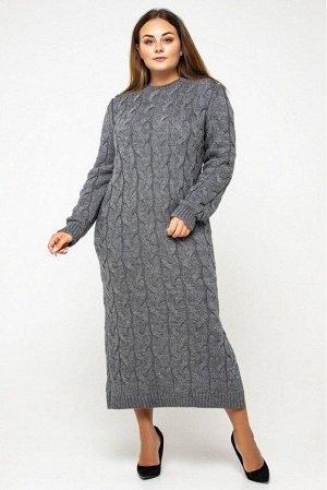 Вязаное платье "Эвелина" - темно-серый - Size+ 5551003 от Prima Fashion Knit