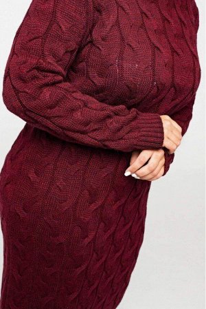 Вязаное платье "Каролина"- бордо - Size+ 5545006 от Prima Fashion Knit