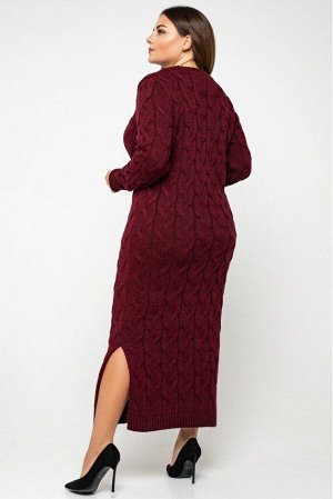 Вязаное платье "Эвелина" - бордо - Size+ 5551006 от Prima Fashion Knit
