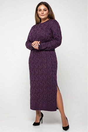 Вязаное платье "Эвелина" - баклажан - Size+ 5551009 от Prima Fashion Knit