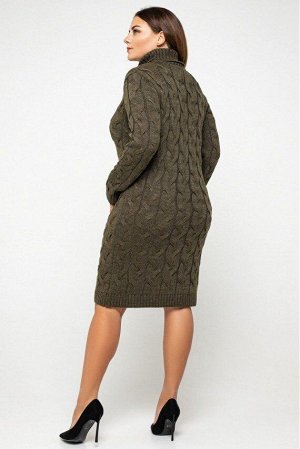 Вязаное платье "Сабрина" - табак - Size+ 5547004 от Prima Fashion Knit