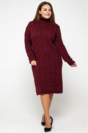 Вязаное платье "Сабрина" - бордо - Size+ 5547006 от Prima Fashion Knit