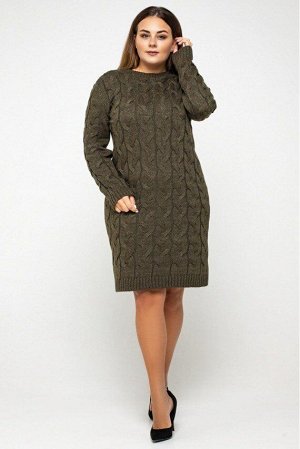 Вязаное платье "Каролина"- табак  - Size+ 5545004 от Prima Fashion Knit