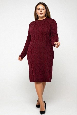 Вязаное платье "Каролина"- бордо - Size+ 5545006 от Prima Fashion Knit