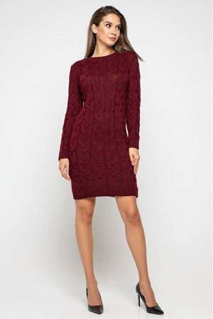 Вязаное платье "Каролина"- бордо 5541006 от Prima Fashion Knit