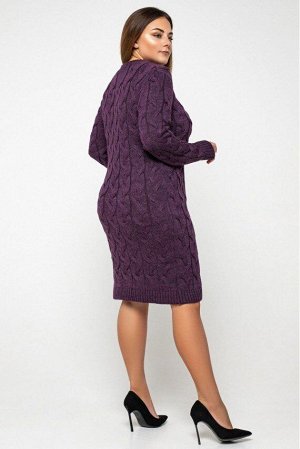 Вязаное платье "Каролина"- баклажан - Size+ 5545009 от Prima Fashion Knit