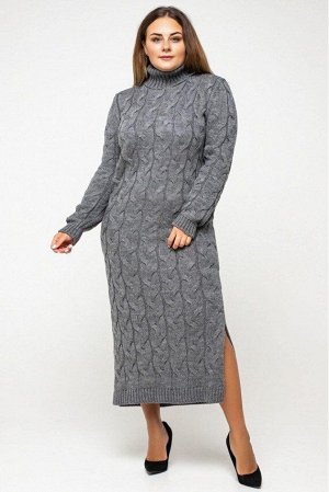 Вязаное платье "Ангелина"- темно-серый - Size+ 5549003 от Prima Fashion Knit