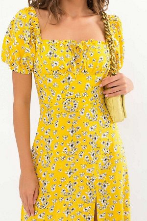 Платье Билла к/р желтый-белые цветы p72322 от Glem
