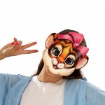 Маска на резинке &quot;Тигр с бантиком&quot;, 29,6 х 31 см