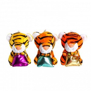 Мягкая игрушка «Тигр с подарком», на брелоке, цвета МИКС