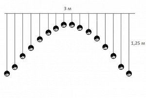 Светодиодная гирлянда бахрома-арка Шары, 3 м, 8 режимов, 136 LED, 16 шаров, свечение теплый белый
