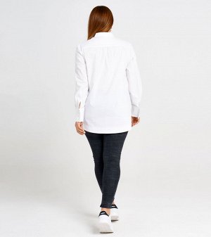 Блузка Рост: 164 см. Состав ткани: Хлопок/cotton 76%; полиэстер/polyester 22%; эластан /elastane2%. Классический шик, из хлопковой ткани, блузка свободного силуэта, зауженная книзу, с отрезными боковы