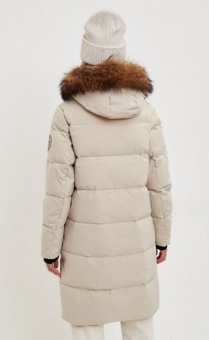 Куртка длинная женская с капюшоном SCW-IW582-СR beige зимняя