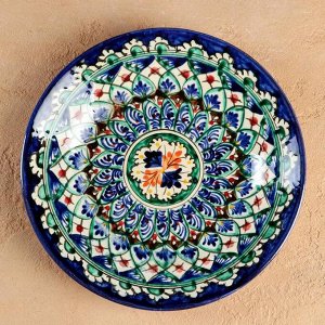 Тарелка Риштанская Керамика &quot;Цветы&quot;, 22 см, синяя микс