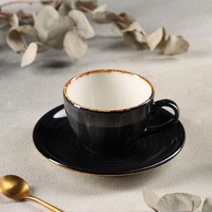 Чайная пара Balance, чашка 220 мл, блюдце d=15,5 см, цвет чёрный