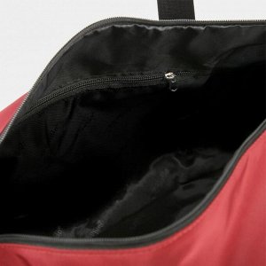 Сумка дорожная, отдел на молнии, 4 наружных кармана, длинный ремень, крепление для чемодана, цвет бордовый