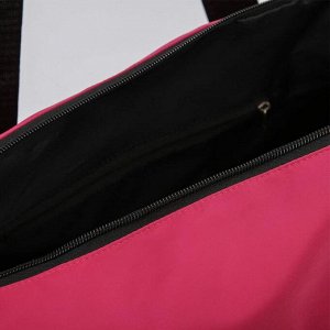 Сумка дорожная, отдел на молнии, 4 наружных кармана, длинный ремень, крепление для чемодана, цвет розовый