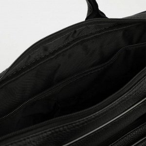 Сумка деловая, отдел на молнии, 3 наружных кармана, с расширением, длинный ремень, цвет чёрный