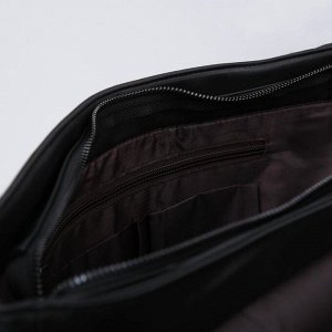 Сумка деловая, отдел на молнии, 3 наружных кармана, длинный ремень, цвет чёрный