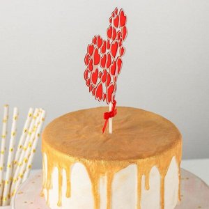 Топпер на торт «Сердце в сердце», 23х12,5 см, цвет красный
