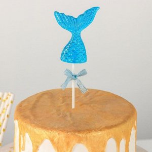 Топпер для торта «Хвост русалки», 18,5x5 см, цвет голубой
