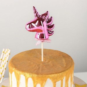 Топпер на торт«Единорог», 21х7см, цвет розовый