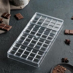 Форма для шоколада KONFINETTA «Плитка», 33x16,5x3 см, 60 ячеек, цвет прозрачный