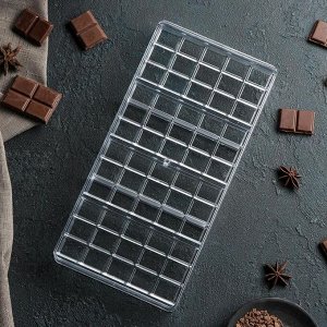 Форма для шоколада KONFINETTA «Плитка», 33x16,5x3 см, 60 ячеек, цвет прозрачный